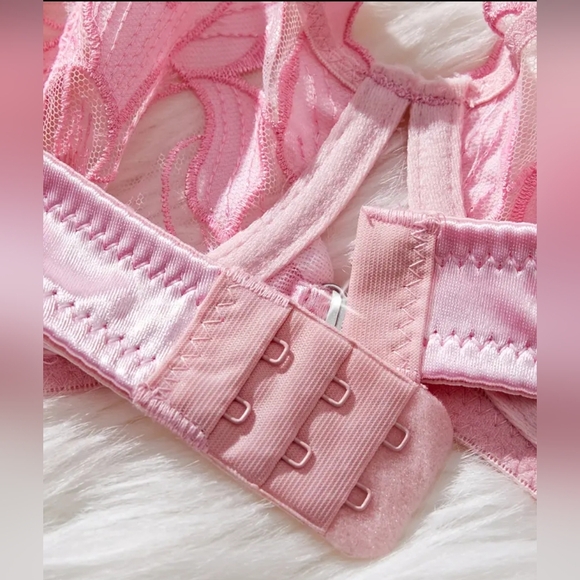 2 For $40! NEW! Pretty In Pink Elegant Lace Lingerie Set Size XL - Picture 6 of 6